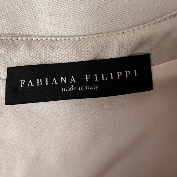 Fabiana Filippi Champagne Jewel Neck Long Sleeve Satin Dress - Picture 8 of 11